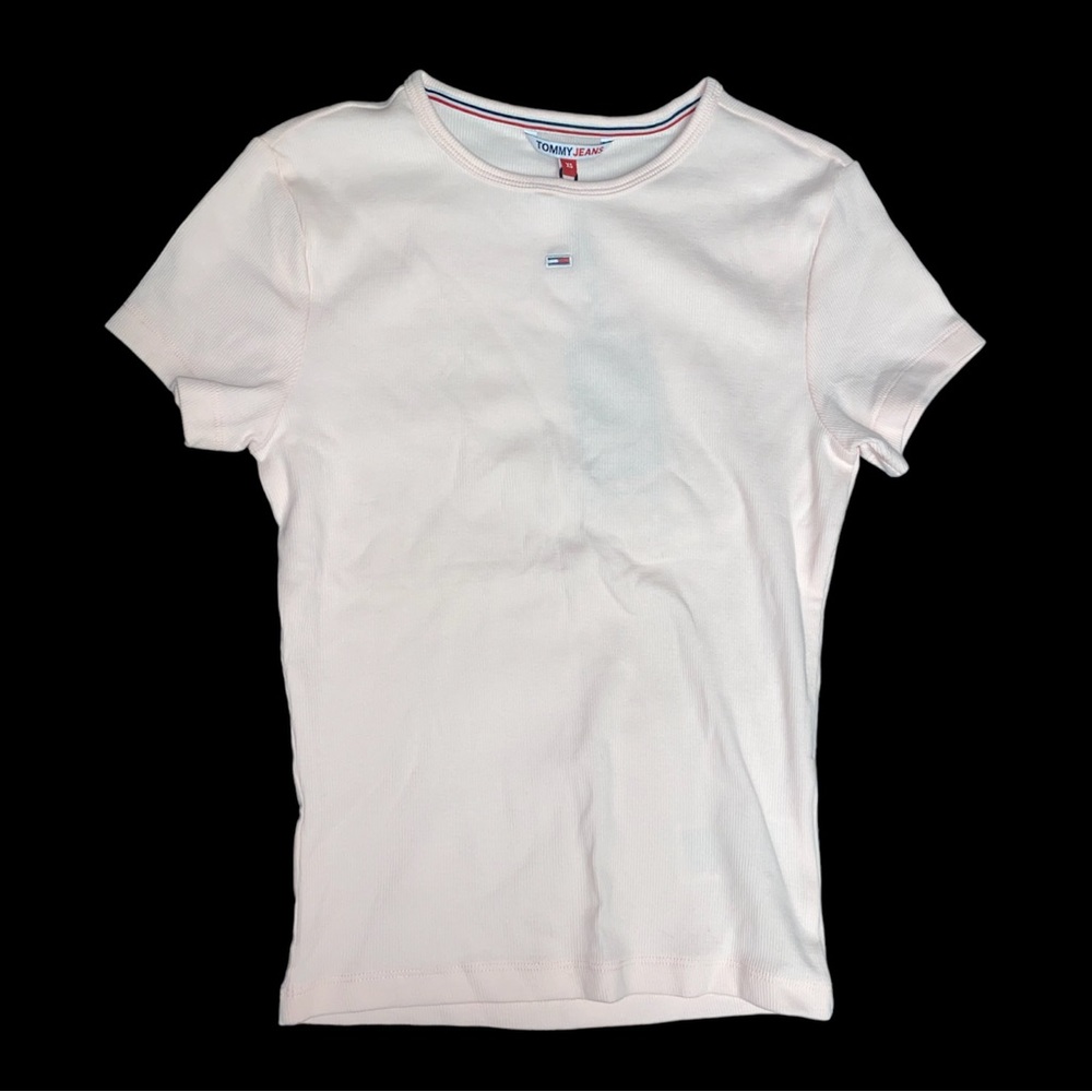 Baby pink ribbed Tommy Hilfiger tee shirt